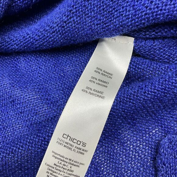 Chicos Easywear Tunic Sweater Blue Short Sleeve Boat Neck Knit Pullover 1 Medium - Picture 9 of 11